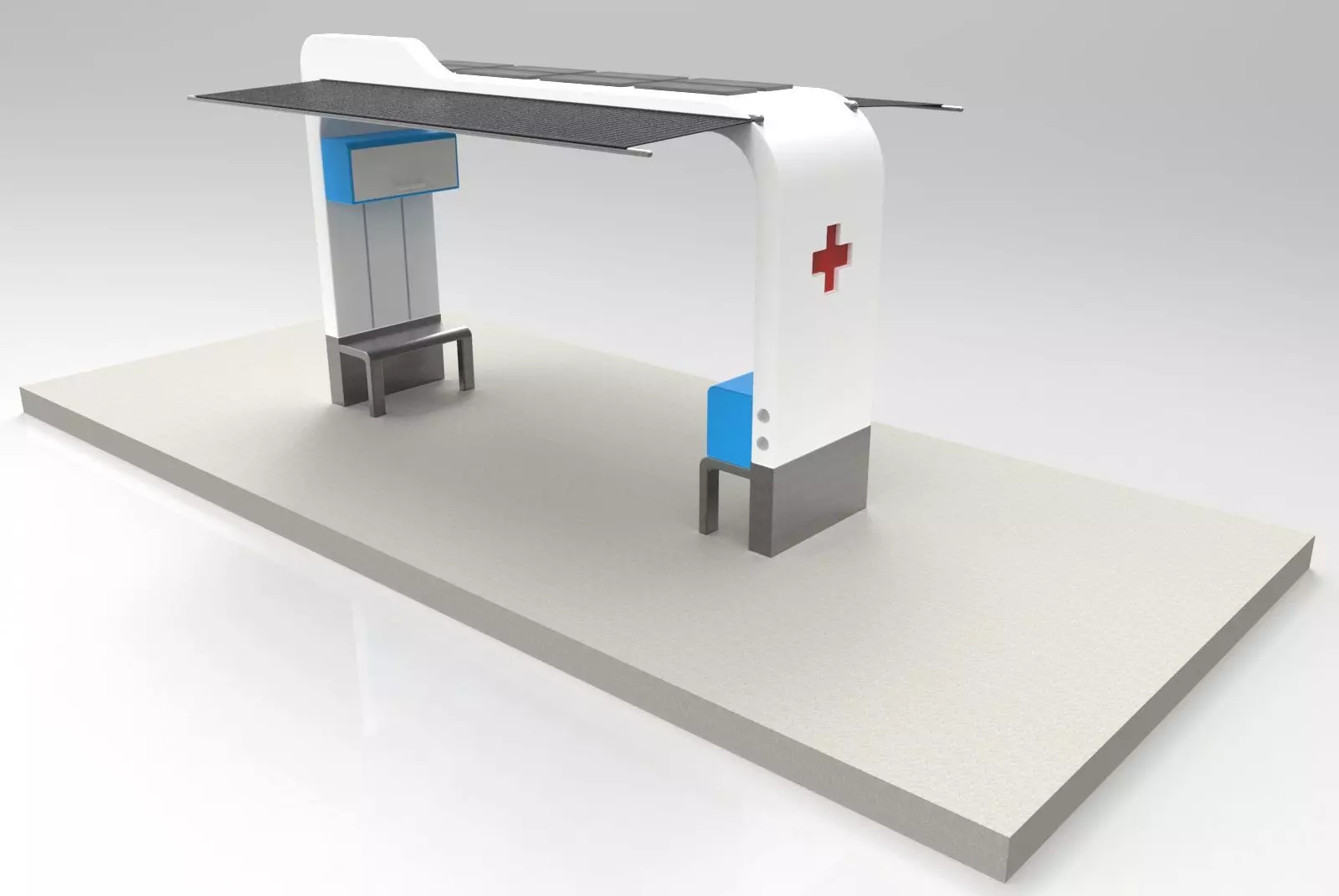 Estacion para asistencia de salud para personas en via publica 3D model_0