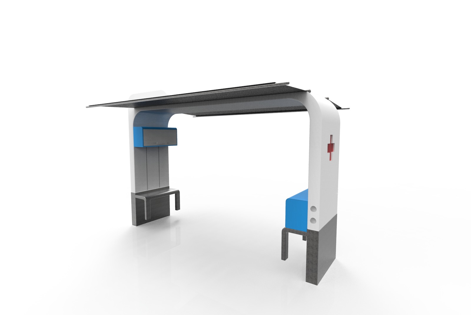 Estacion para asistencia de salud para personas en via publica 3D model_2