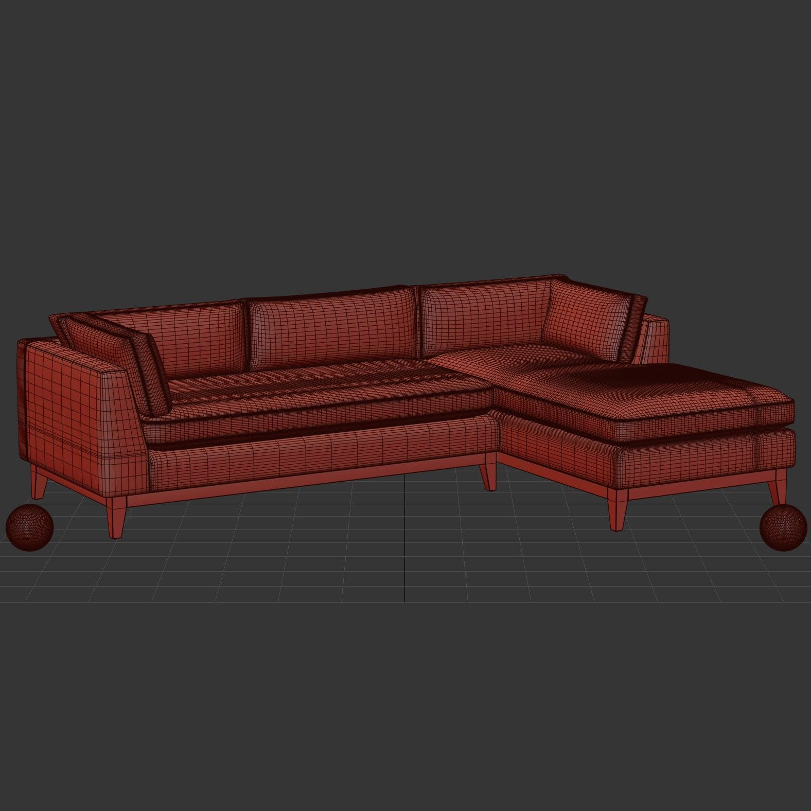 Angle Arm Sectional Sofa 3D model_6