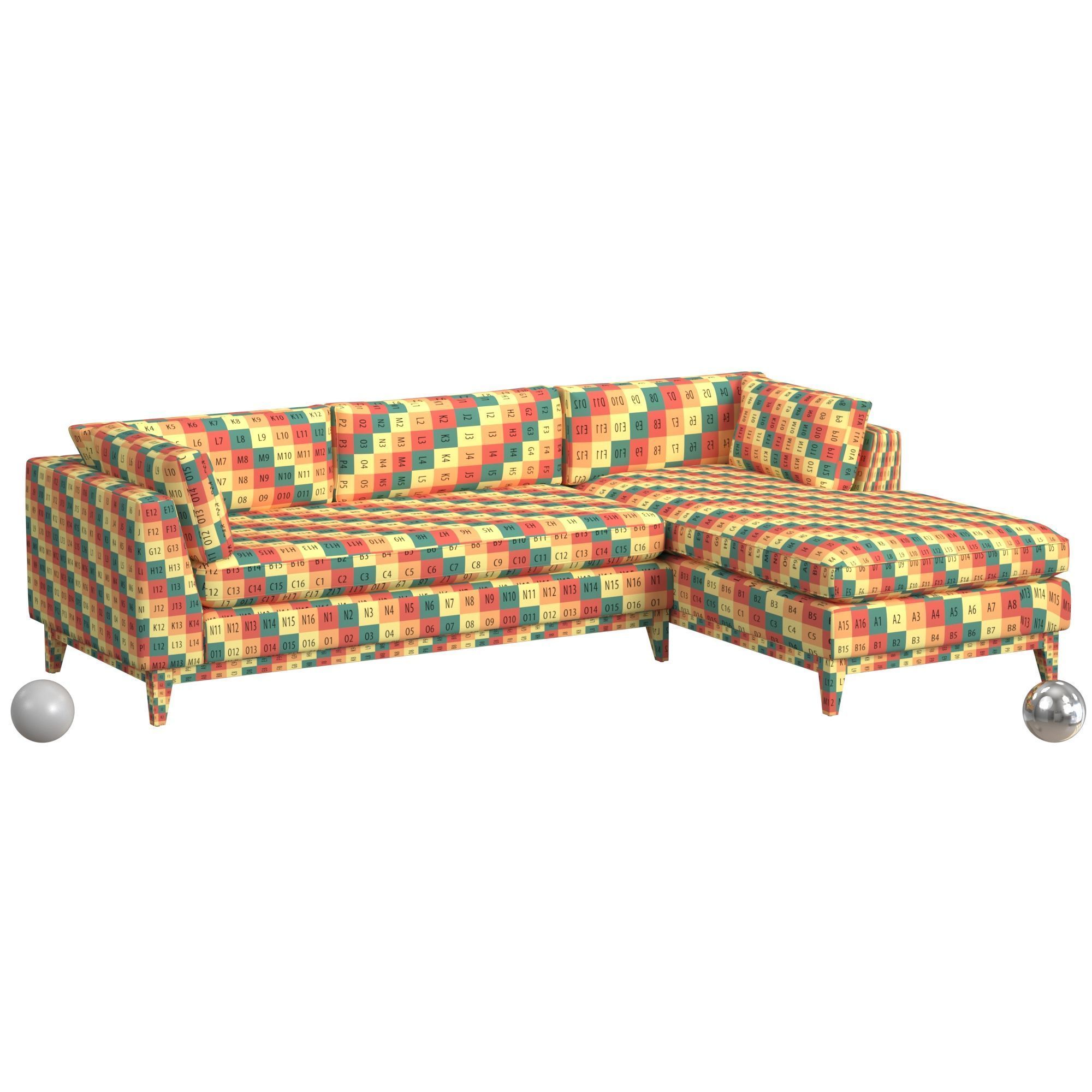 Angle Arm Sectional Sofa 3D model_4