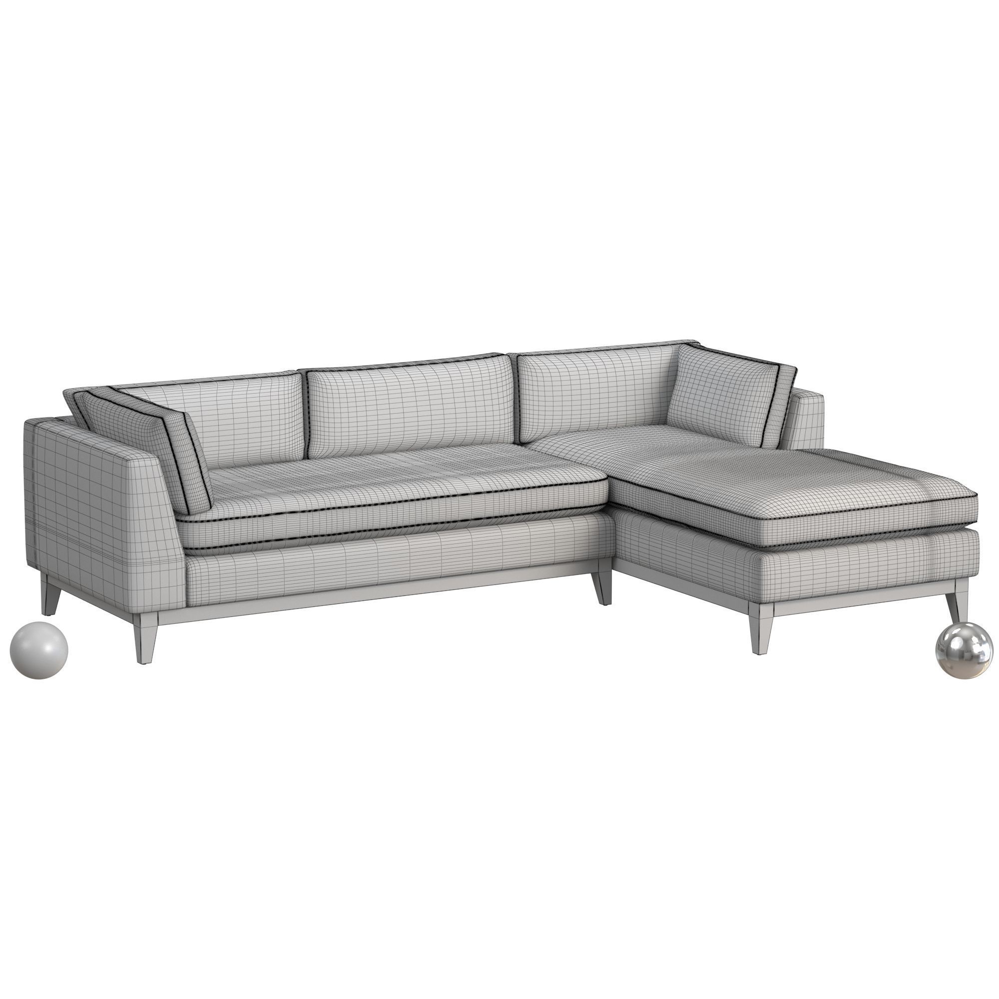 Angle Arm Sectional Sofa 3D model_5