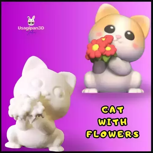 Cat with Flowers