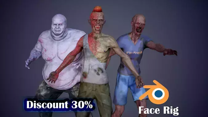 Super Zombie Pack 01b Low-poly 3D model