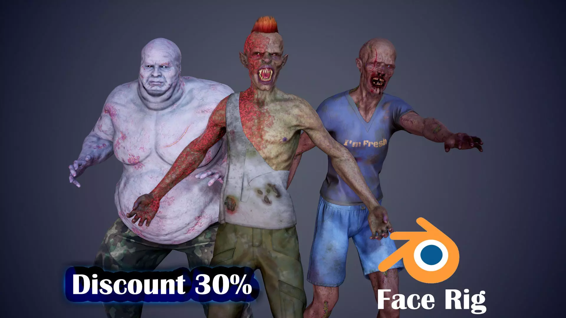 Super Zombie Pack 01b Low-poly 3D model_0