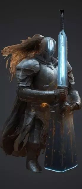 Epic Warrior 3D Model with Sword High Details Rigged Character 3D print model_0
