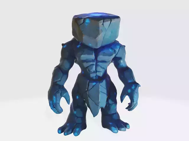  humanoid figure made of jagged stone Low-poly 3D model