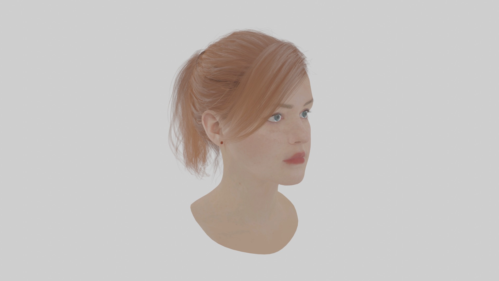 Realistic Woman Head 3D Model Rigged Game Ready 3D model_2
