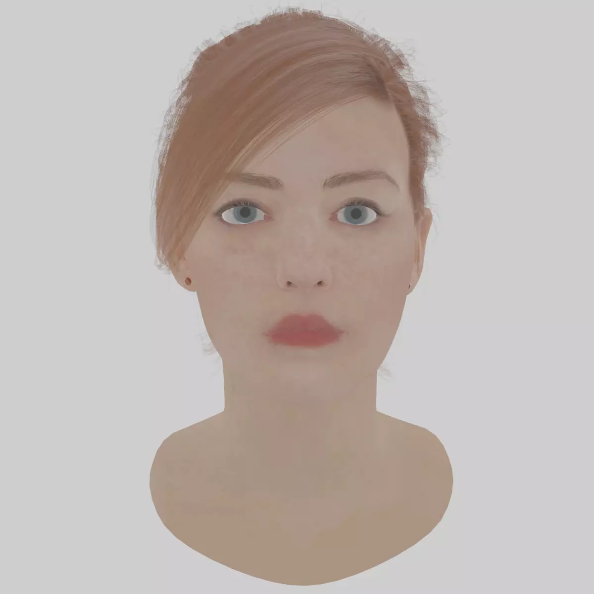 Realistic Woman Head 3D Model Rigged Game Ready 3D model_0