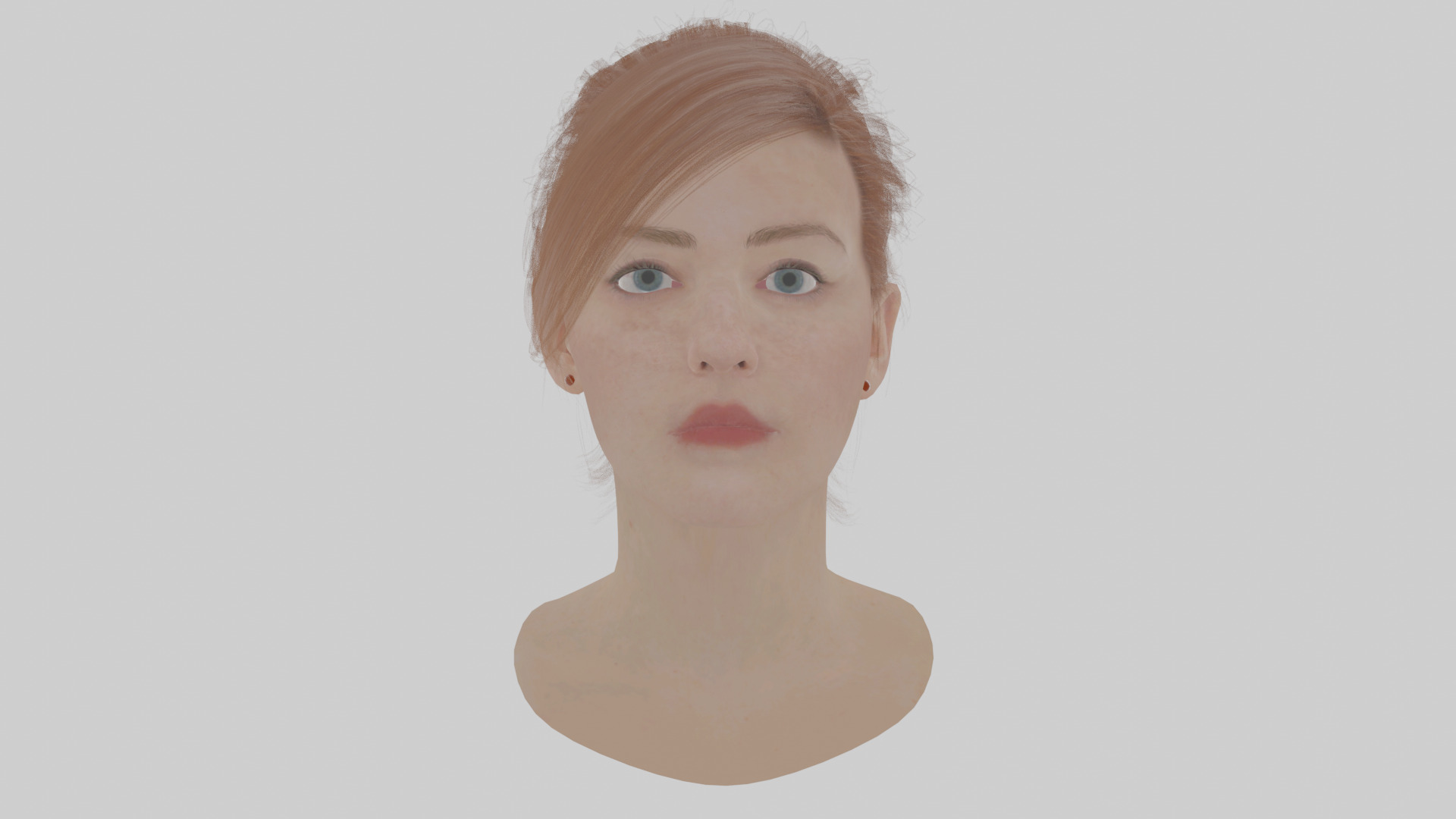 Realistic Woman Head 3D Model Rigged Game Ready 3D model_1