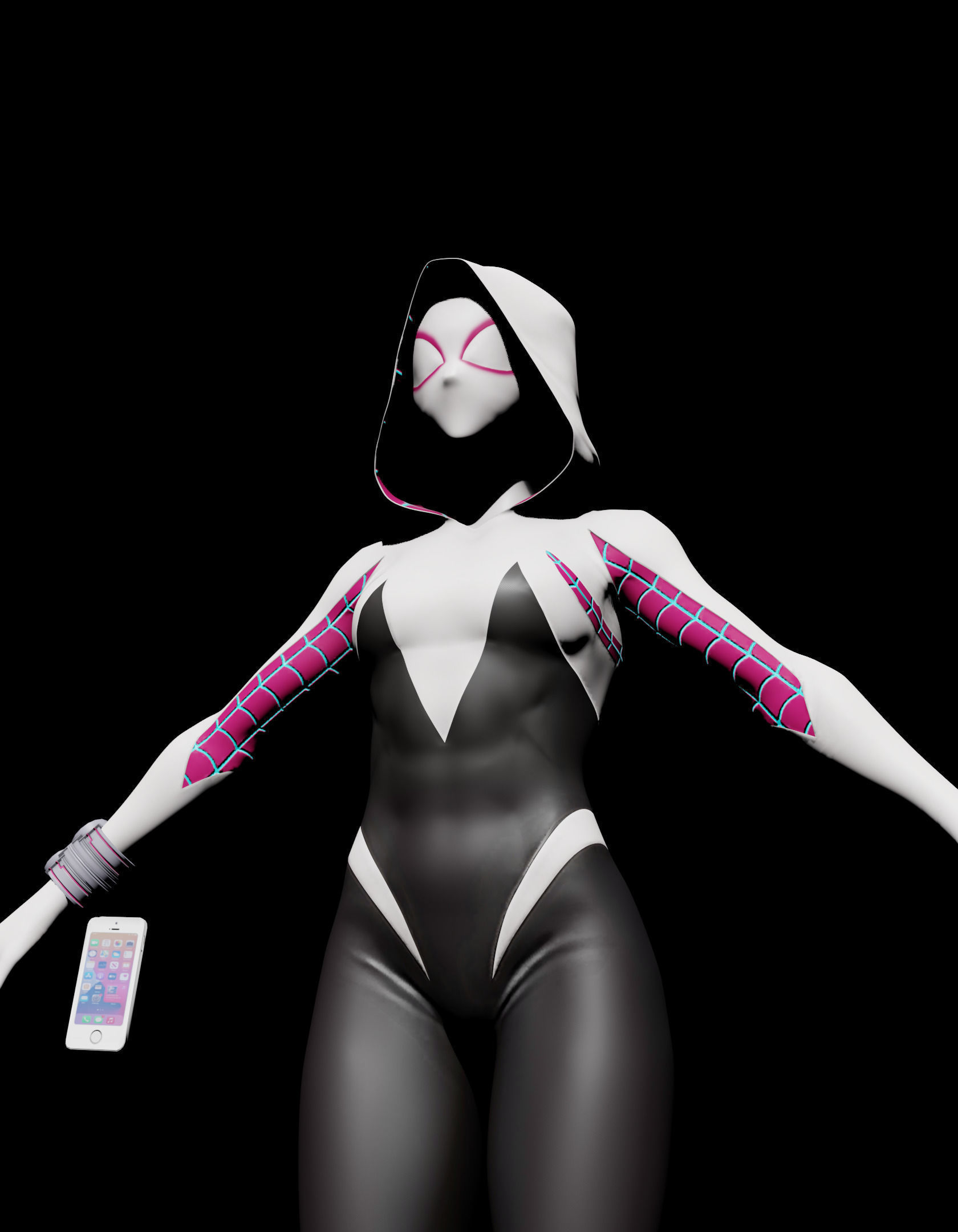 Spider Gwen Girl 3D Model - Printable Realistic and Textured 3D model_1