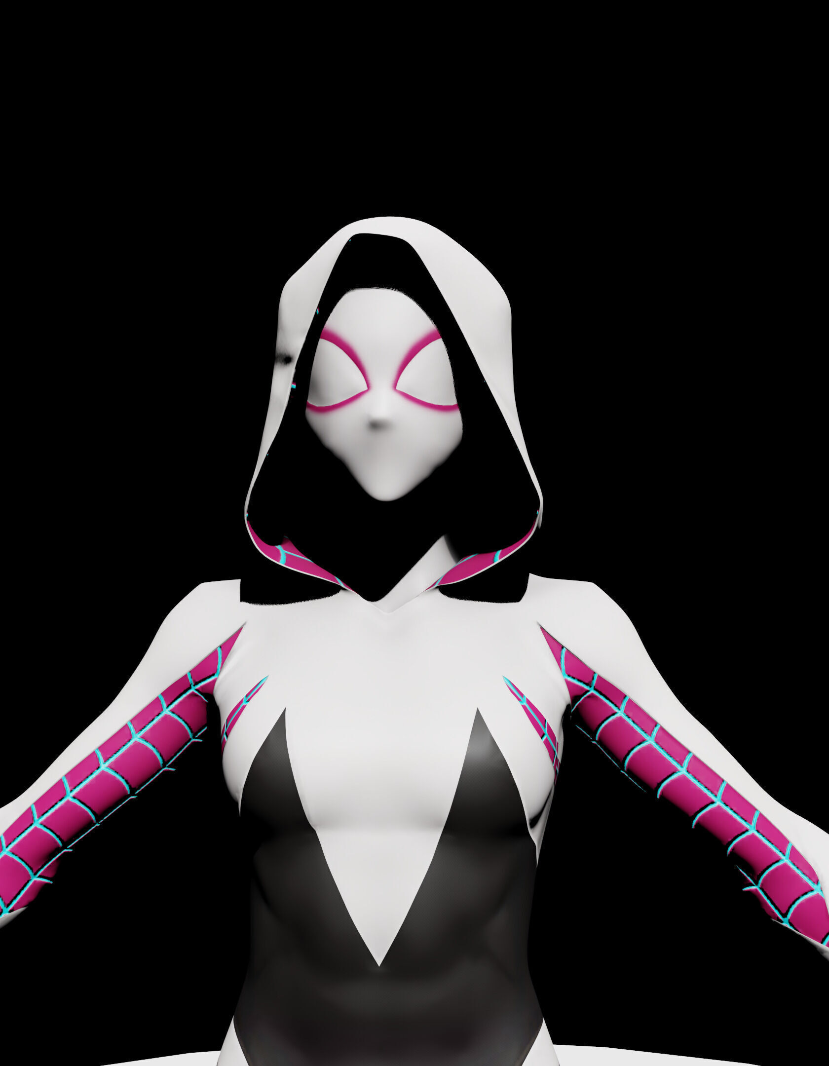 Spider Gwen Girl 3D Model - Printable Realistic and Textured 3D model_4