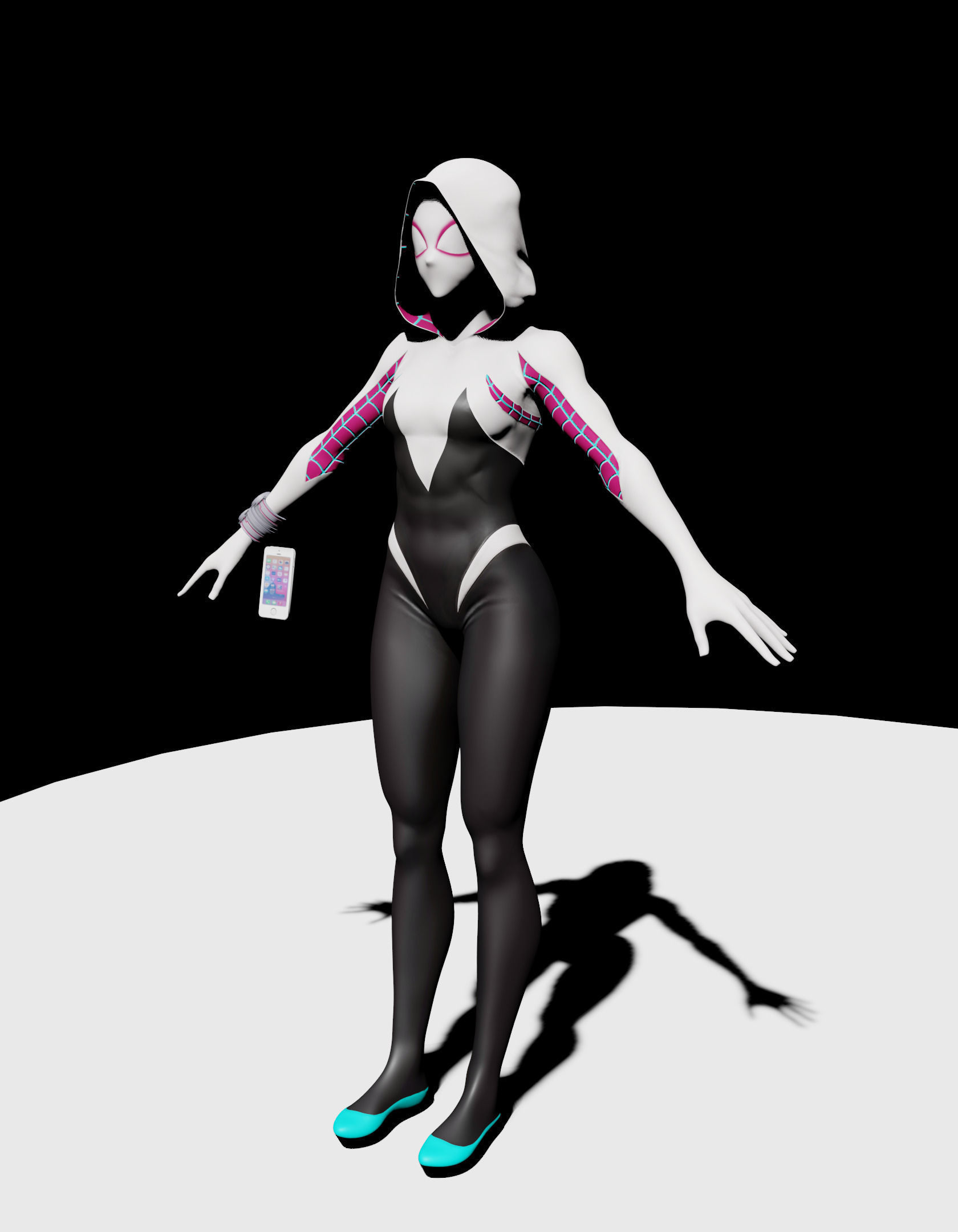 Spider Gwen Girl 3D Model - Printable Realistic and Textured 3D model_2