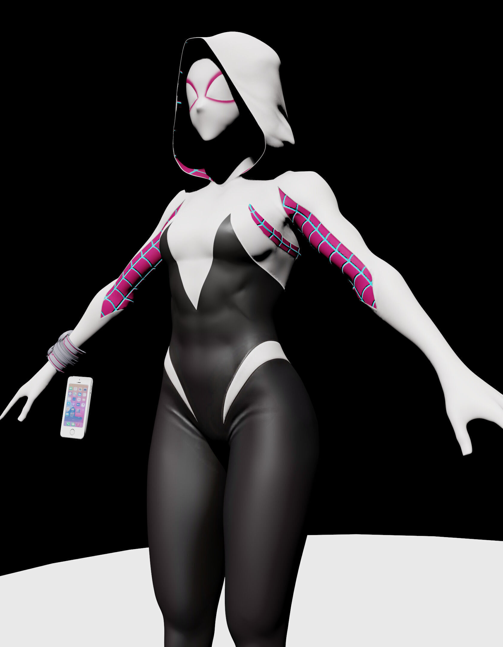 Spider Gwen Girl 3D Model - Printable Realistic and Textured 3D model_3