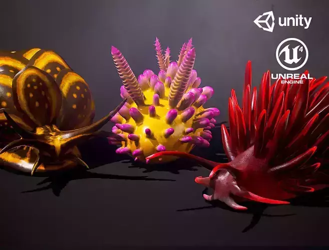 Sea Slugs Pack - Game Ready Low-poly 3D model Low-poly 3D model