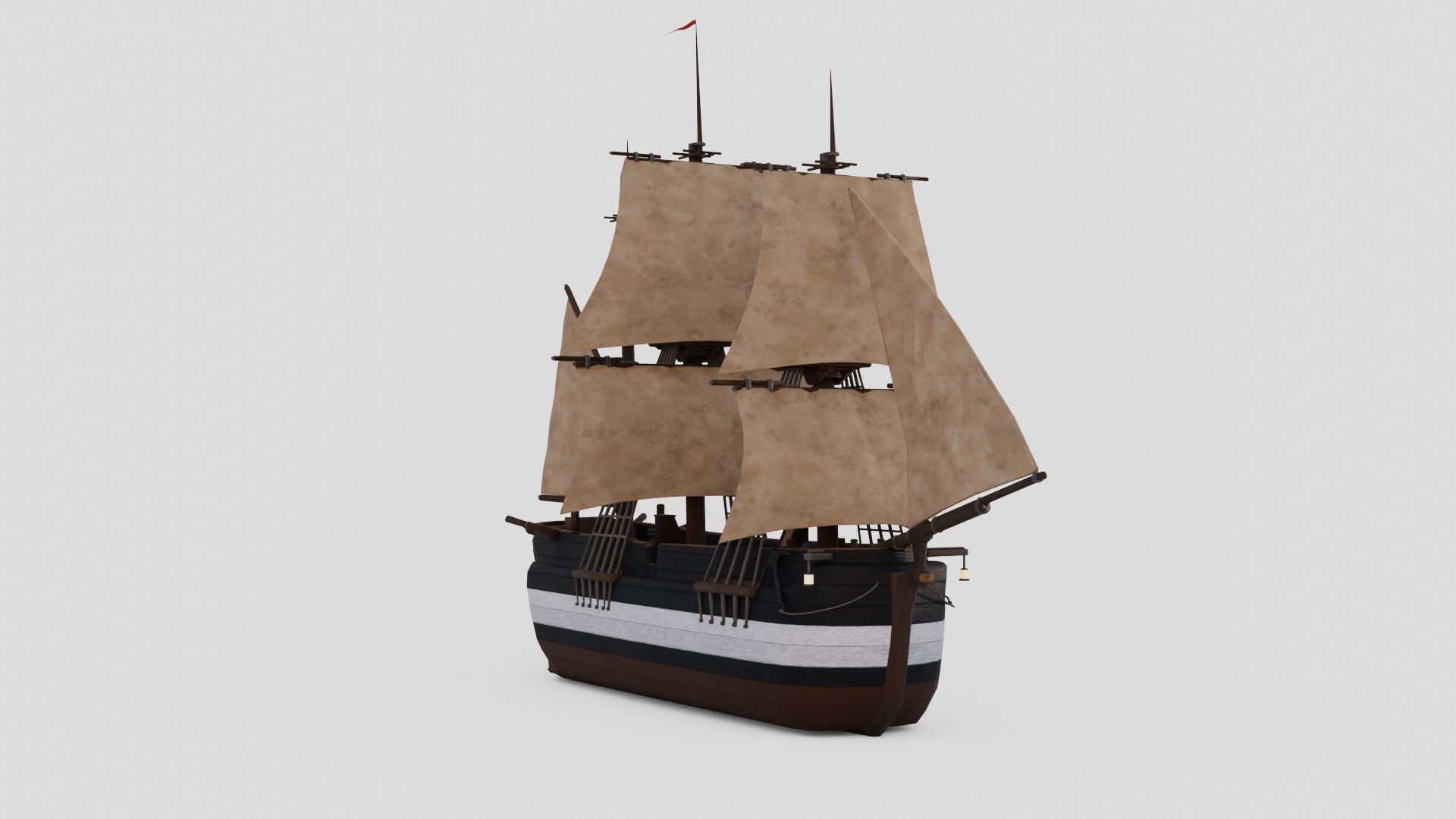 Hecla-Class Bomb Vessel Low-poly 3D model_5