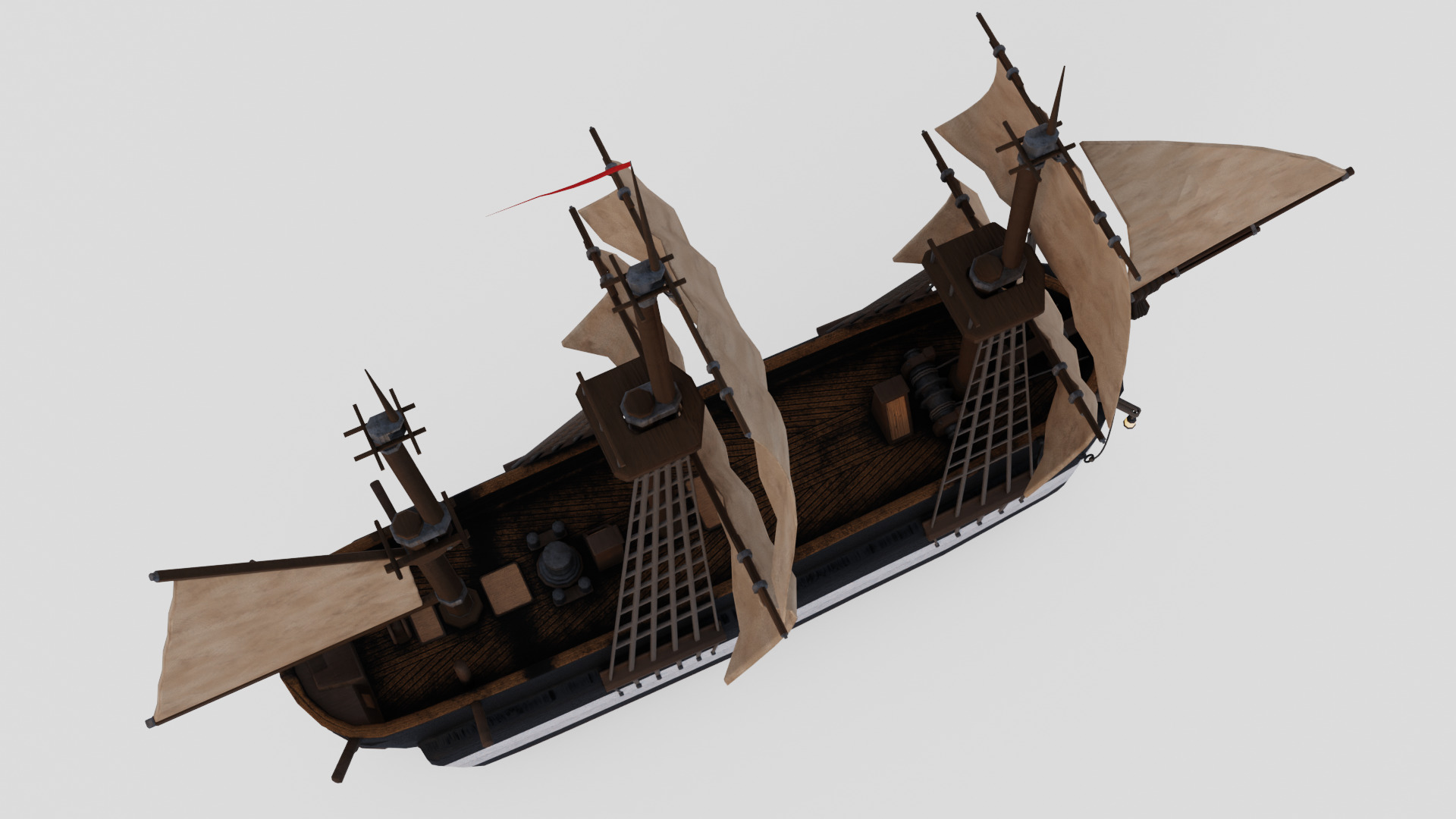 Hecla-Class Bomb Vessel Low-poly 3D model_8