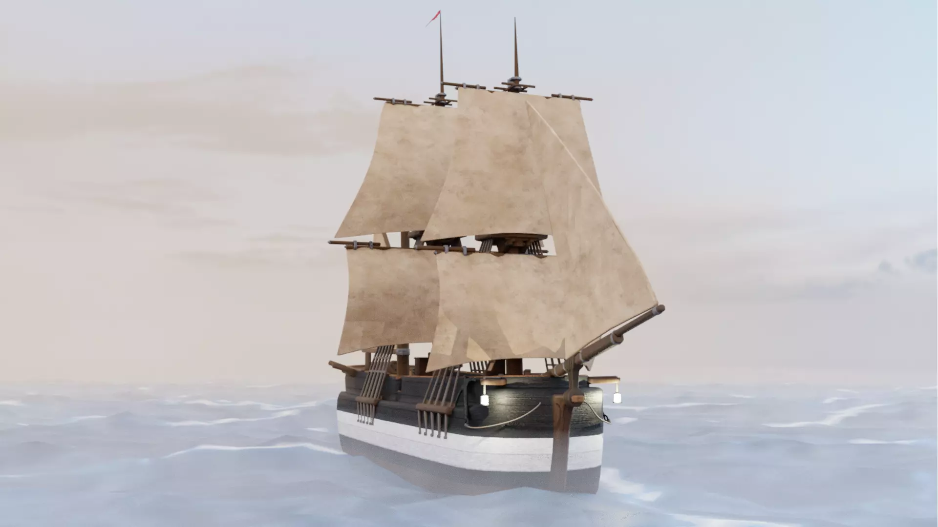 Hecla-Class Bomb Vessel Low-poly 3D model_0