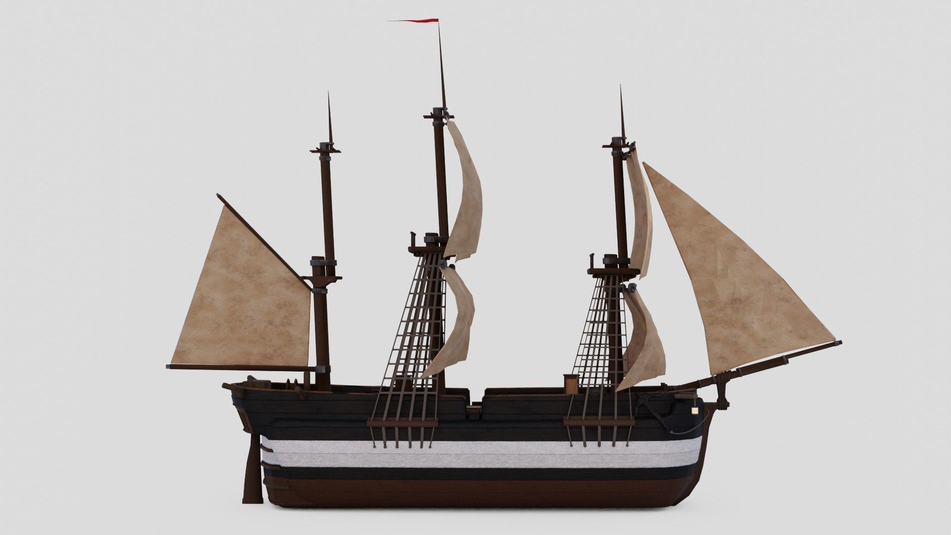 Hecla-Class Bomb Vessel Low-poly 3D model_7
