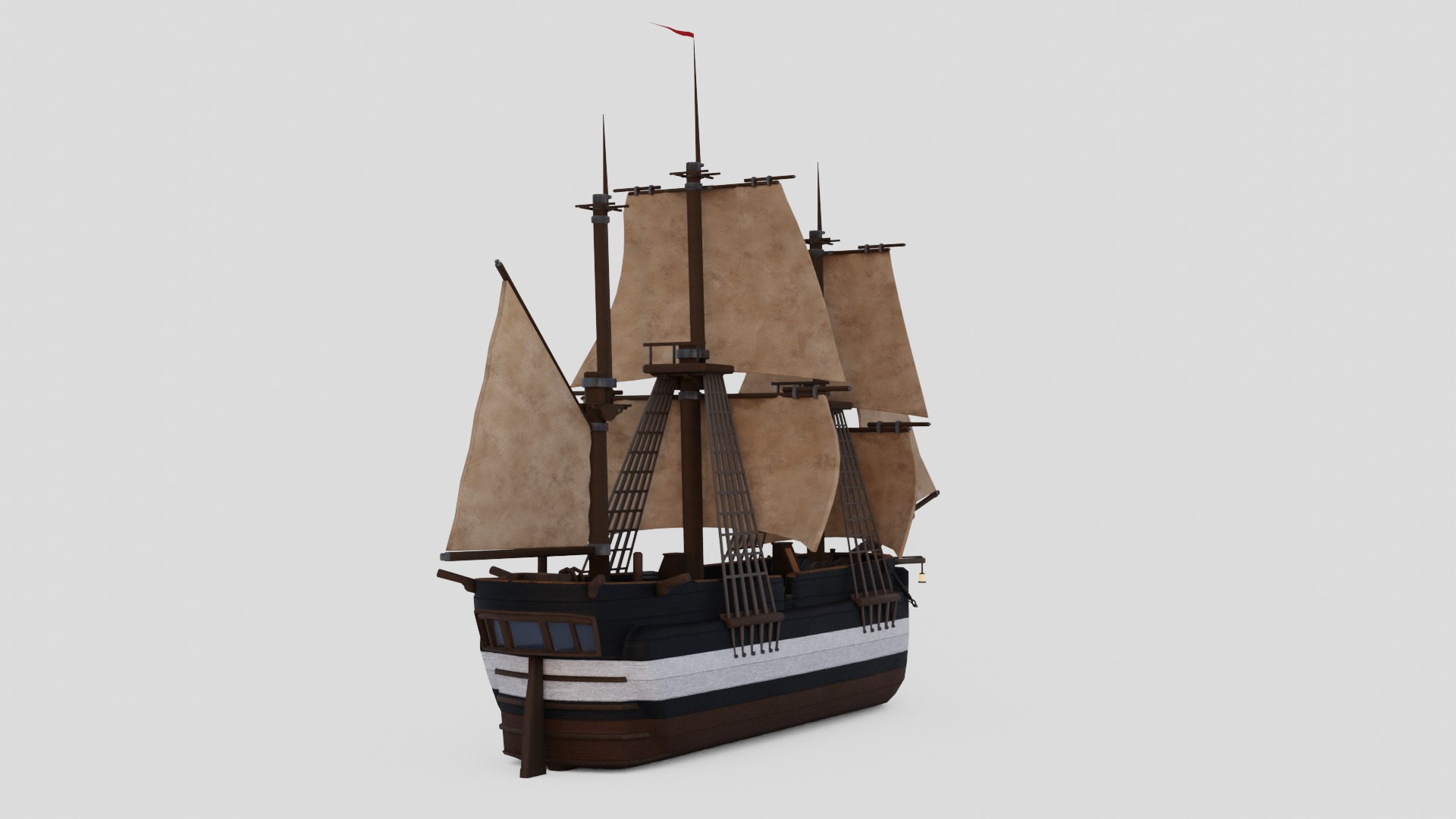 Hecla-Class Bomb Vessel Low-poly 3D model_6
