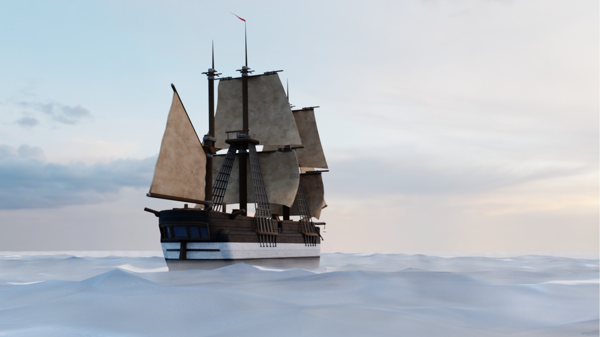 Hecla-Class Bomb Vessel Low-poly 3D model_2