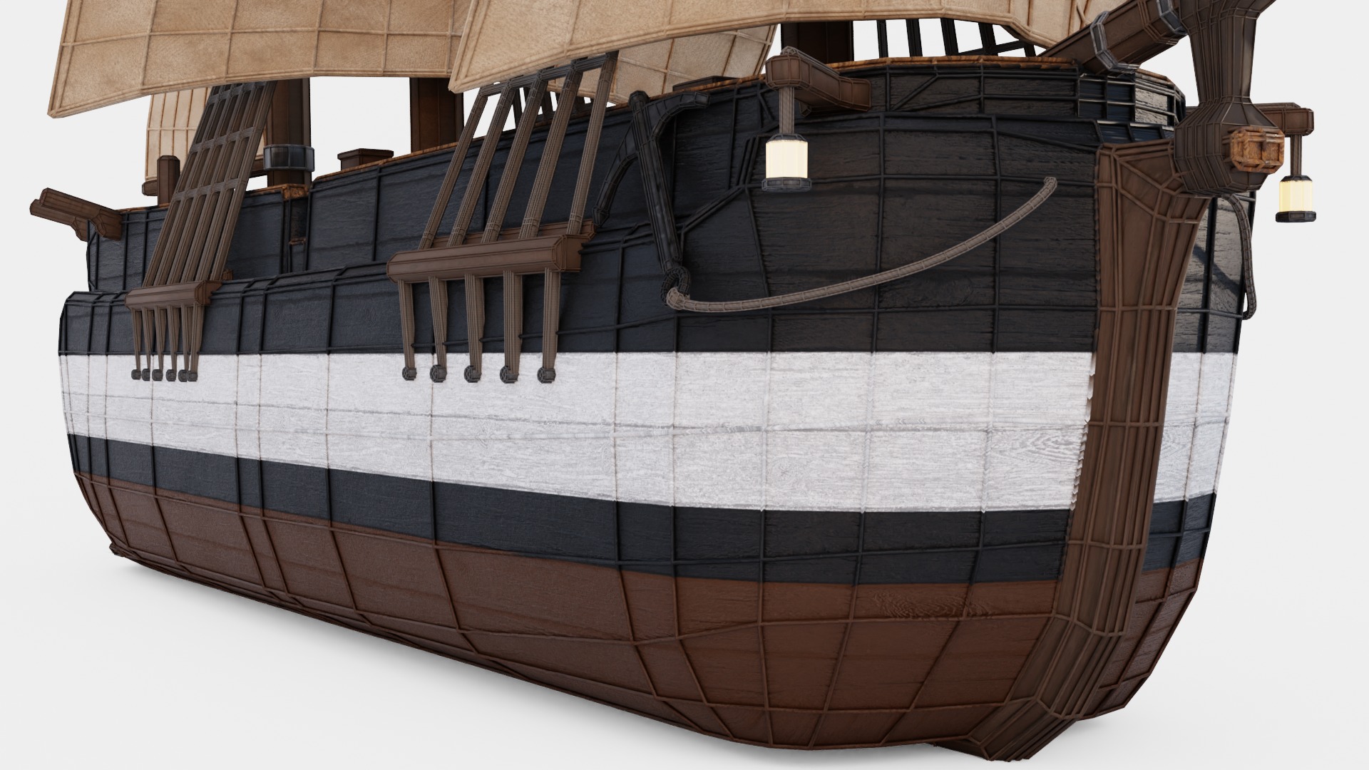Hecla-Class Bomb Vessel Low-poly 3D model_16