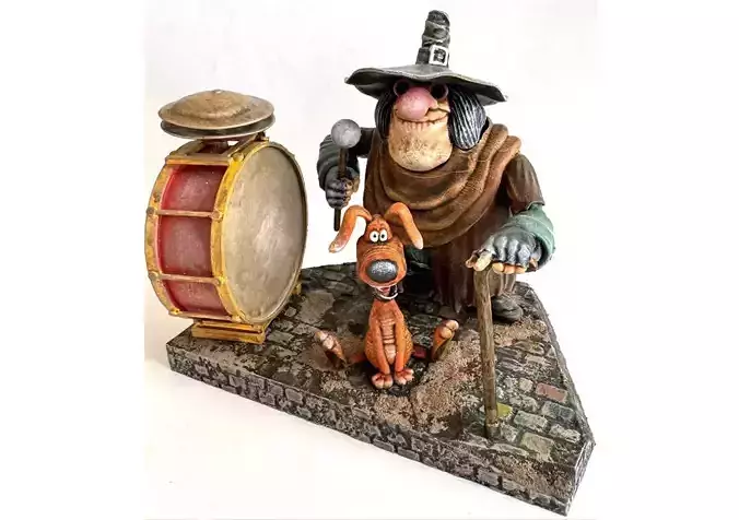 Blind Pew with a dog for 3D printing STL