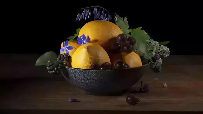 Bowl with lemons 3D model