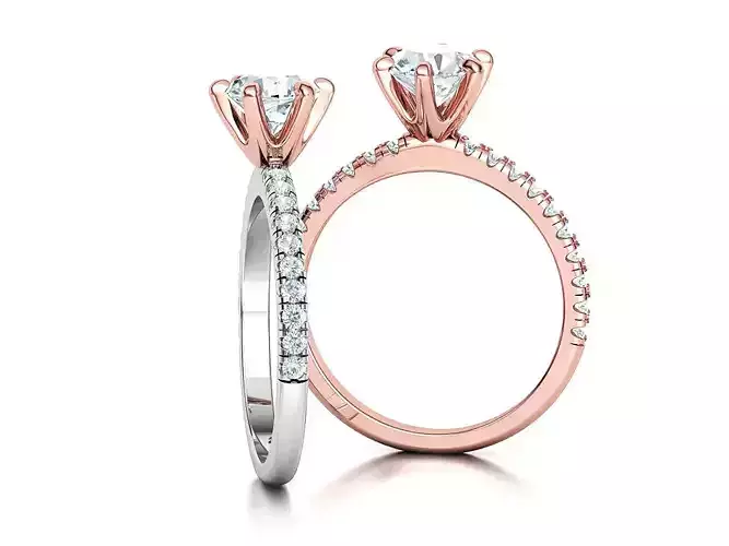 Solitaire Engagement Ring 1ct Gem 6 claws Crown Head design 3D print model