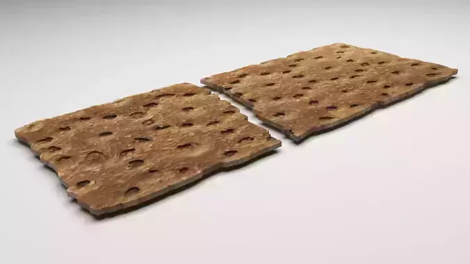 Broken Brown Cracker Bread 3D model