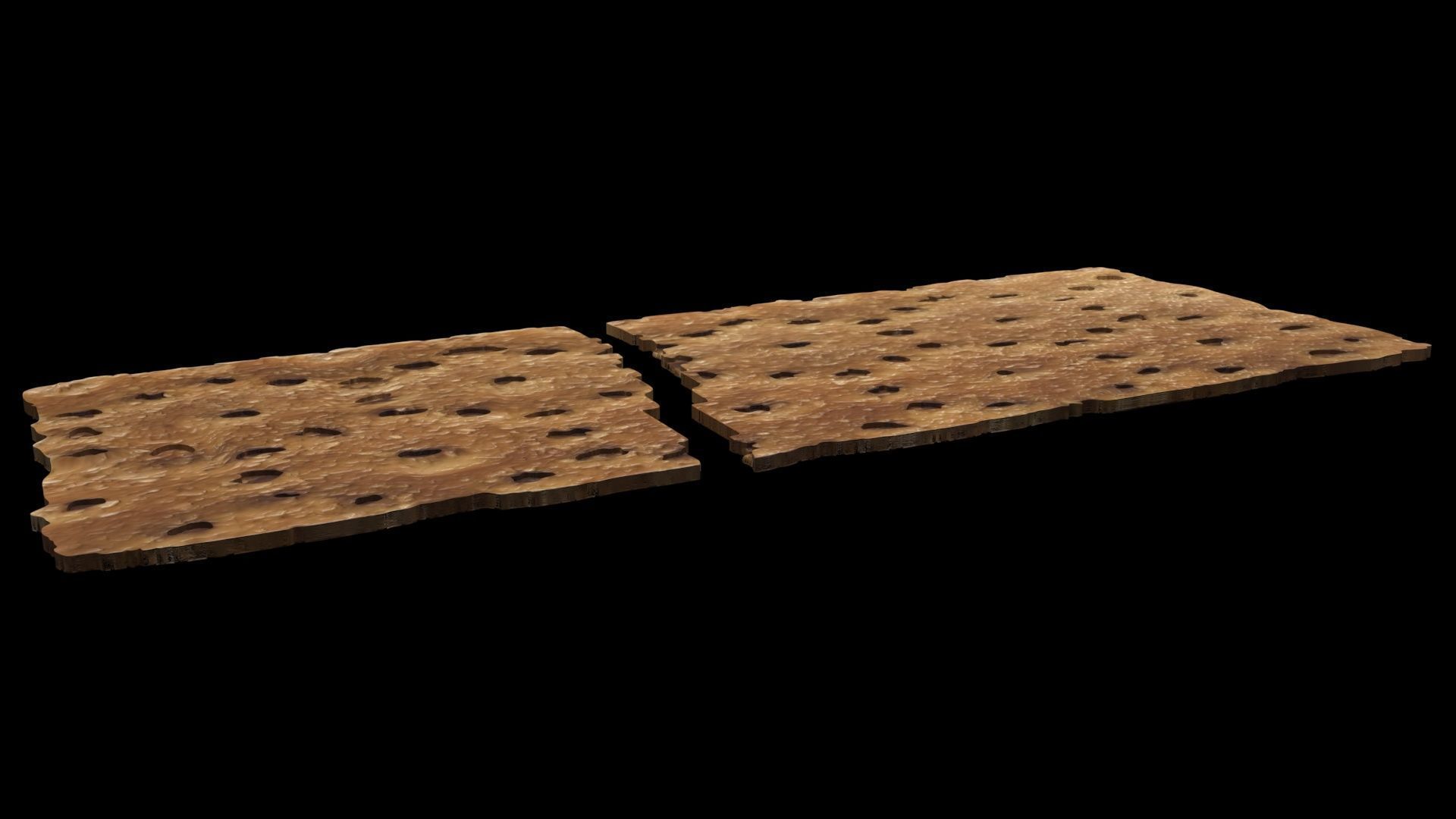 Broken Brown Cracker Bread 3D model_7
