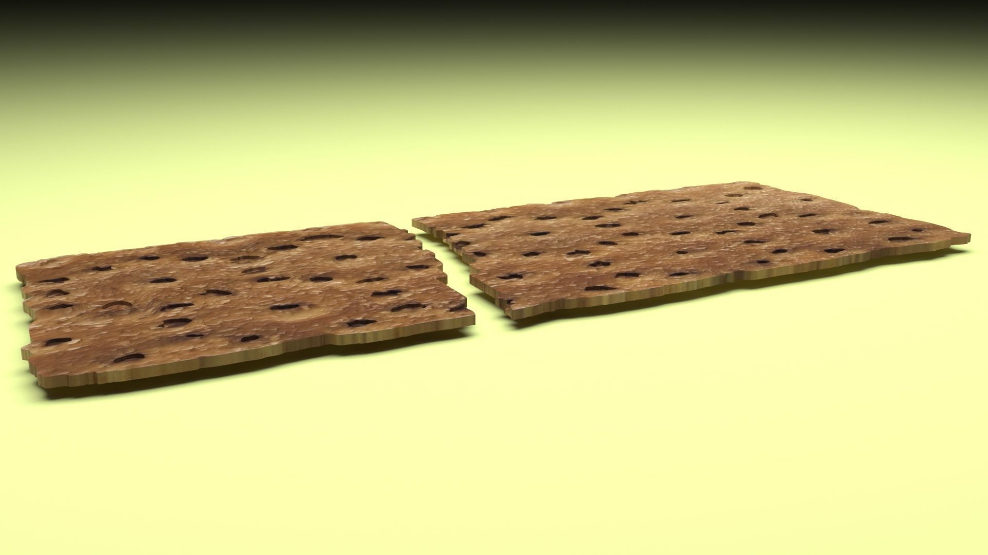 Broken Brown Cracker Bread 3D model_6