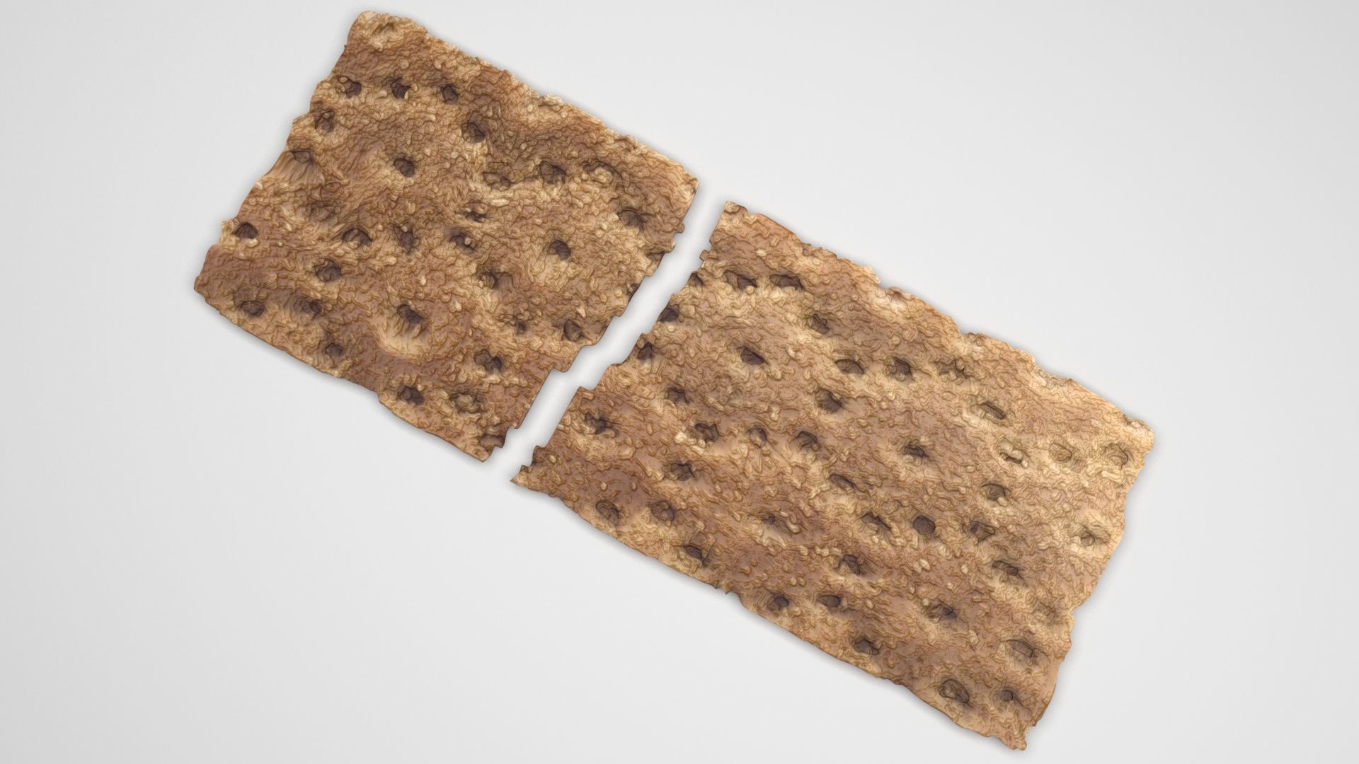 Broken Brown Cracker Bread 3D model_1