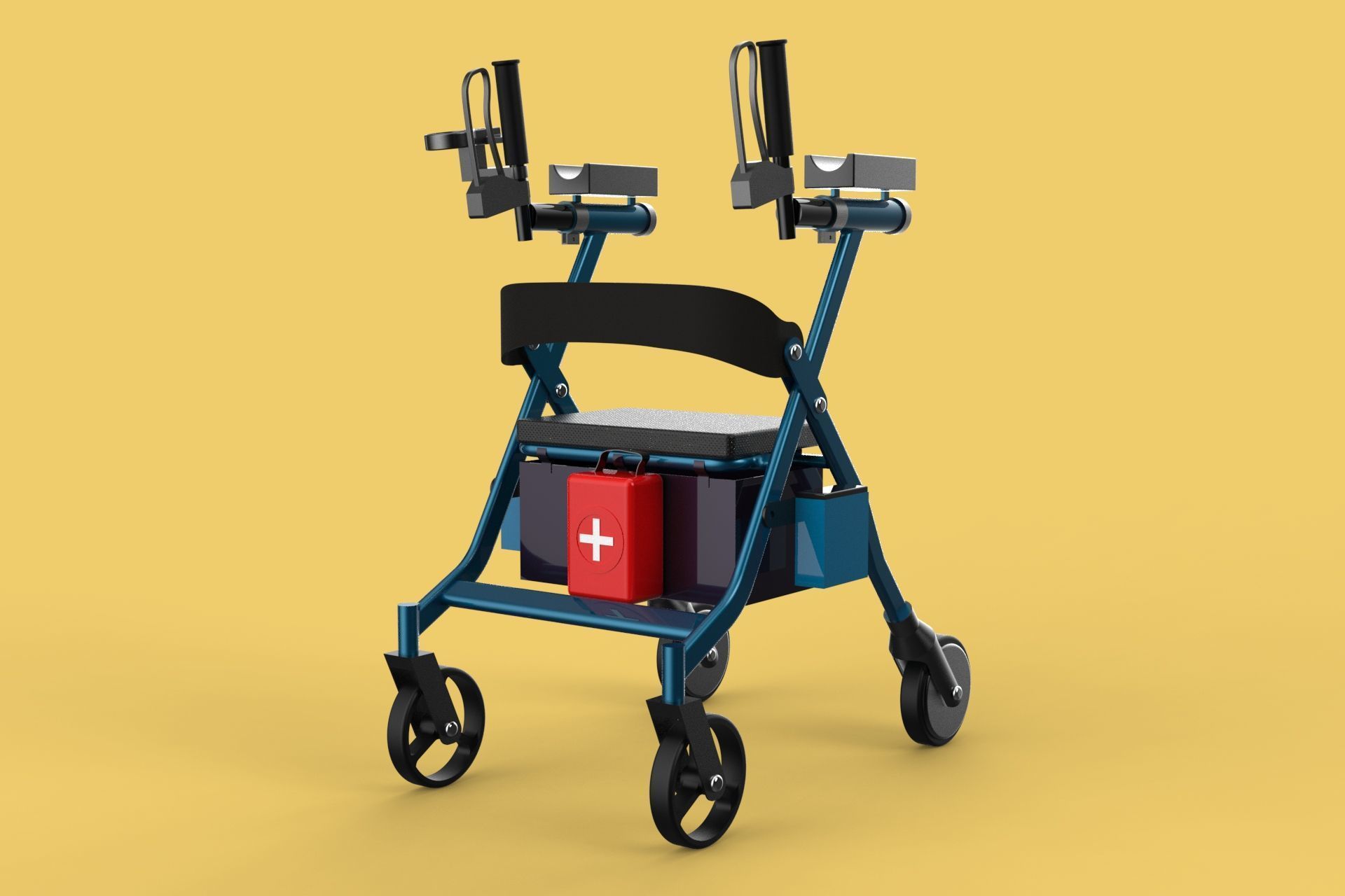 ELECTRIC ROLLATOR ROLLING WHEELED WALKER FOLDING WALKING FRAME 3D model_12