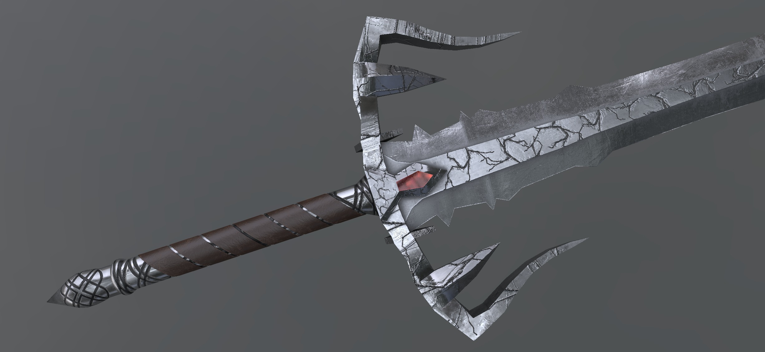 Fantasy Detailed Low-Poly Game Ready Battle Thunder Sword Low-poly 3D model_7
