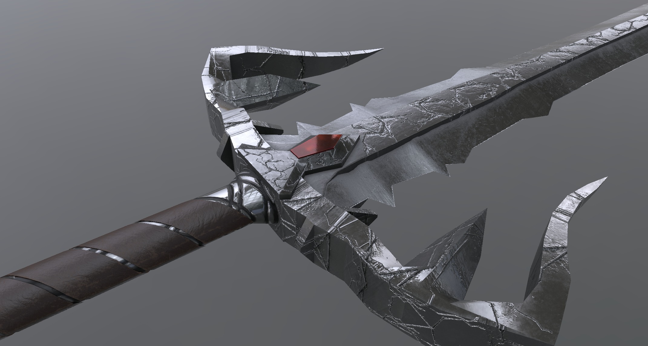 Fantasy Detailed Low-Poly Game Ready Battle Thunder Sword Low-poly 3D model_1