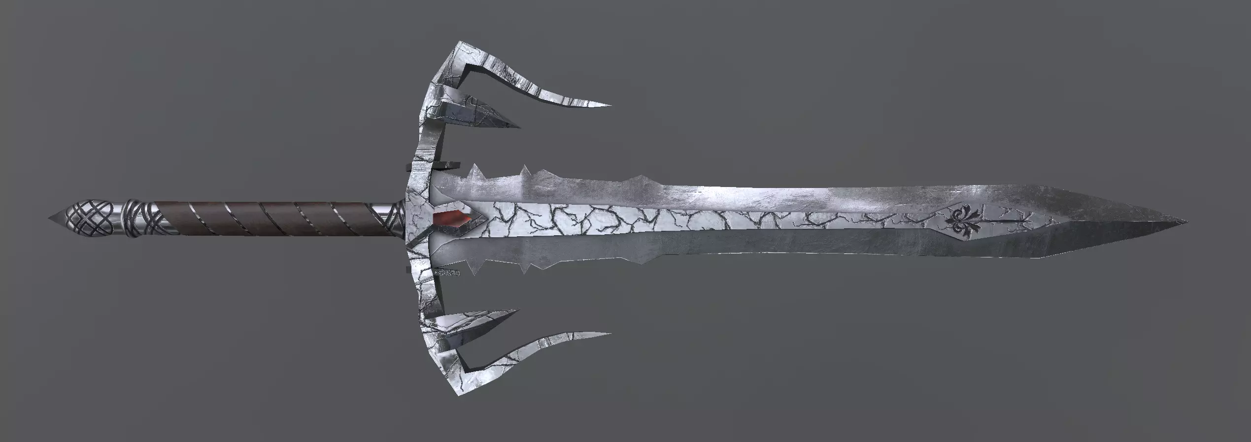 Fantasy Detailed Low-Poly Game Ready Battle Thunder Sword Low-poly 3D model_0