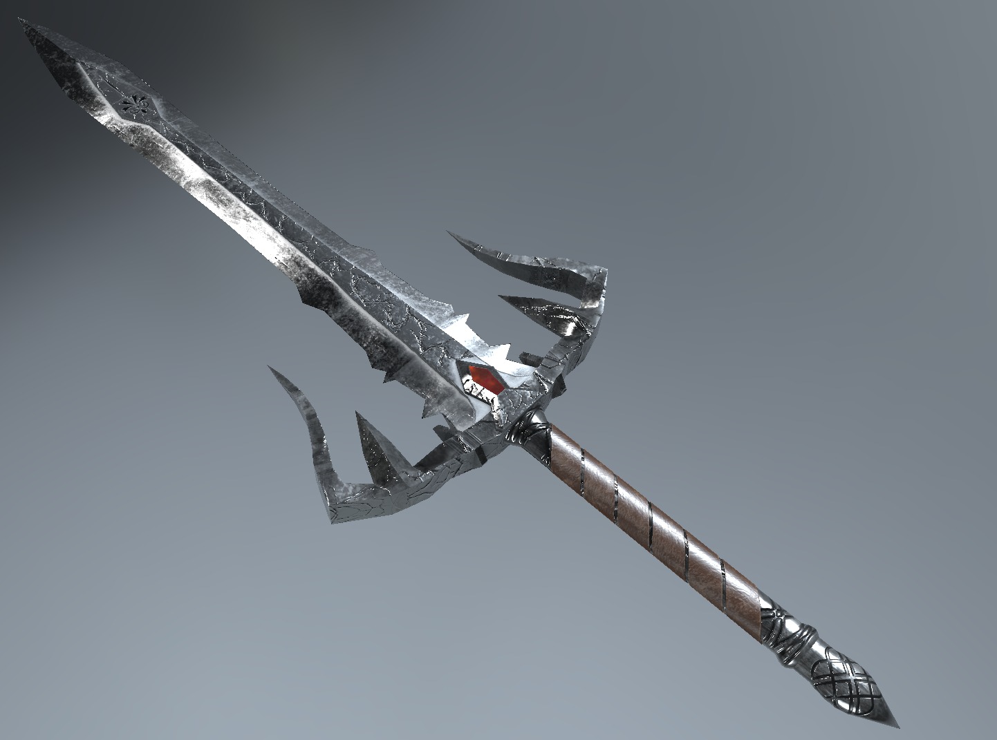 Fantasy Detailed Low-Poly Game Ready Battle Thunder Sword Low-poly 3D model_2