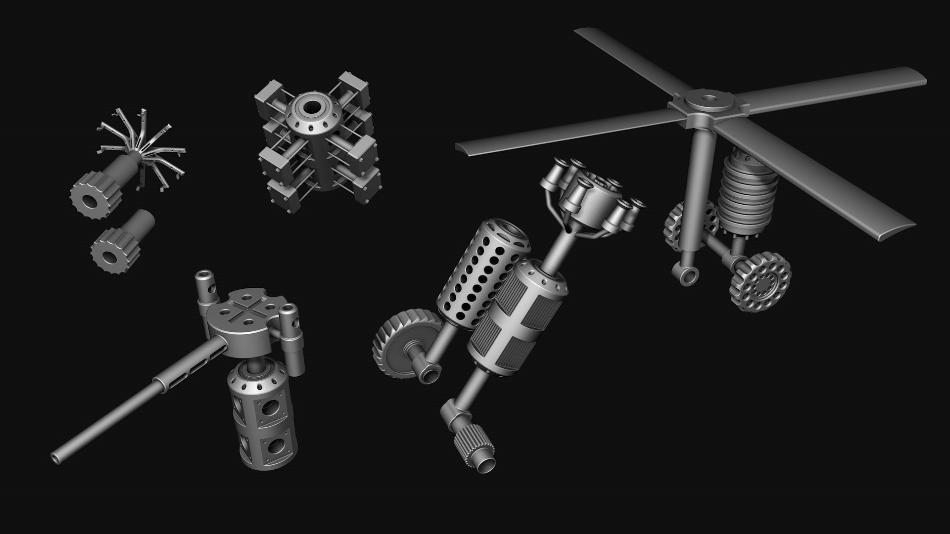 Mega Pack Hard Surface Kitbash R1 3D model_3