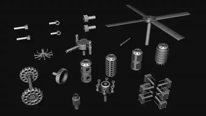 Mega Pack Hard Surface Kitbash R1 3D model
