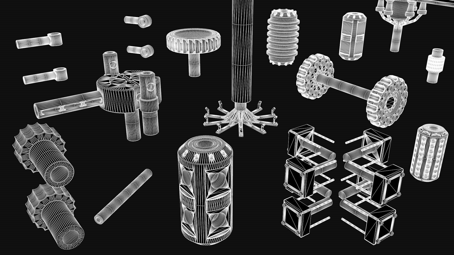 Mega Pack Hard Surface Kitbash R1 3D model_7