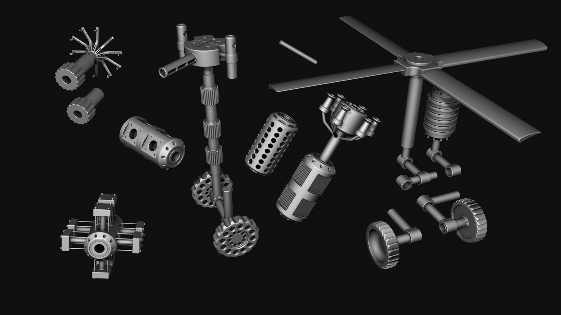 Mega Pack Hard Surface Kitbash R1 3D model_4