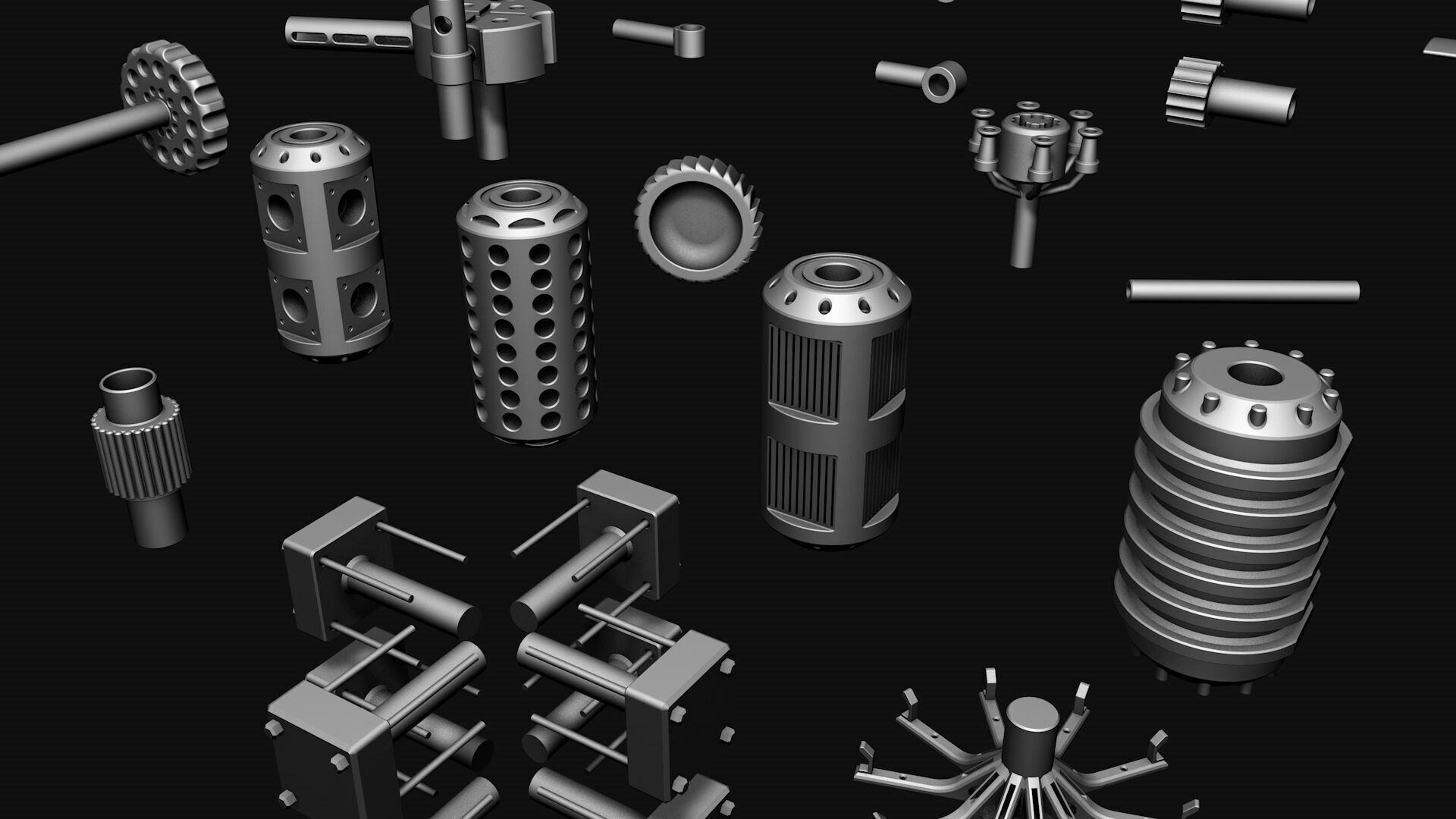 Mega Pack Hard Surface Kitbash R1 3D model_2