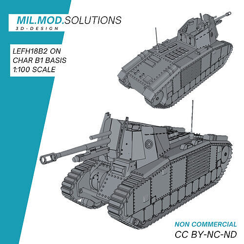 leFH18B2 Selbstfahrlafette auf Char B1 Basis 3D print model