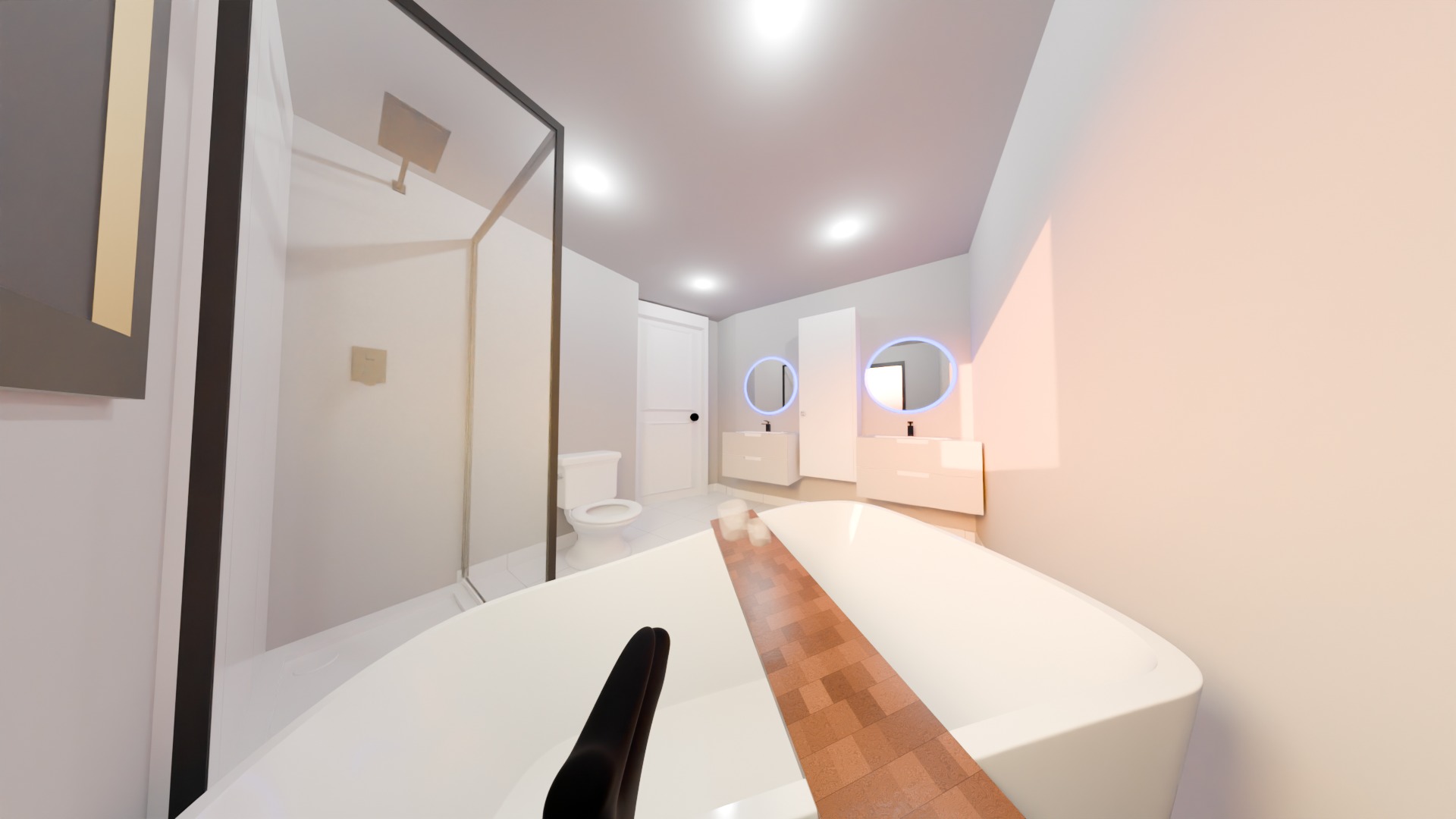 A Classy White Restroom Which Includes A Stylish Shower 3D model_3