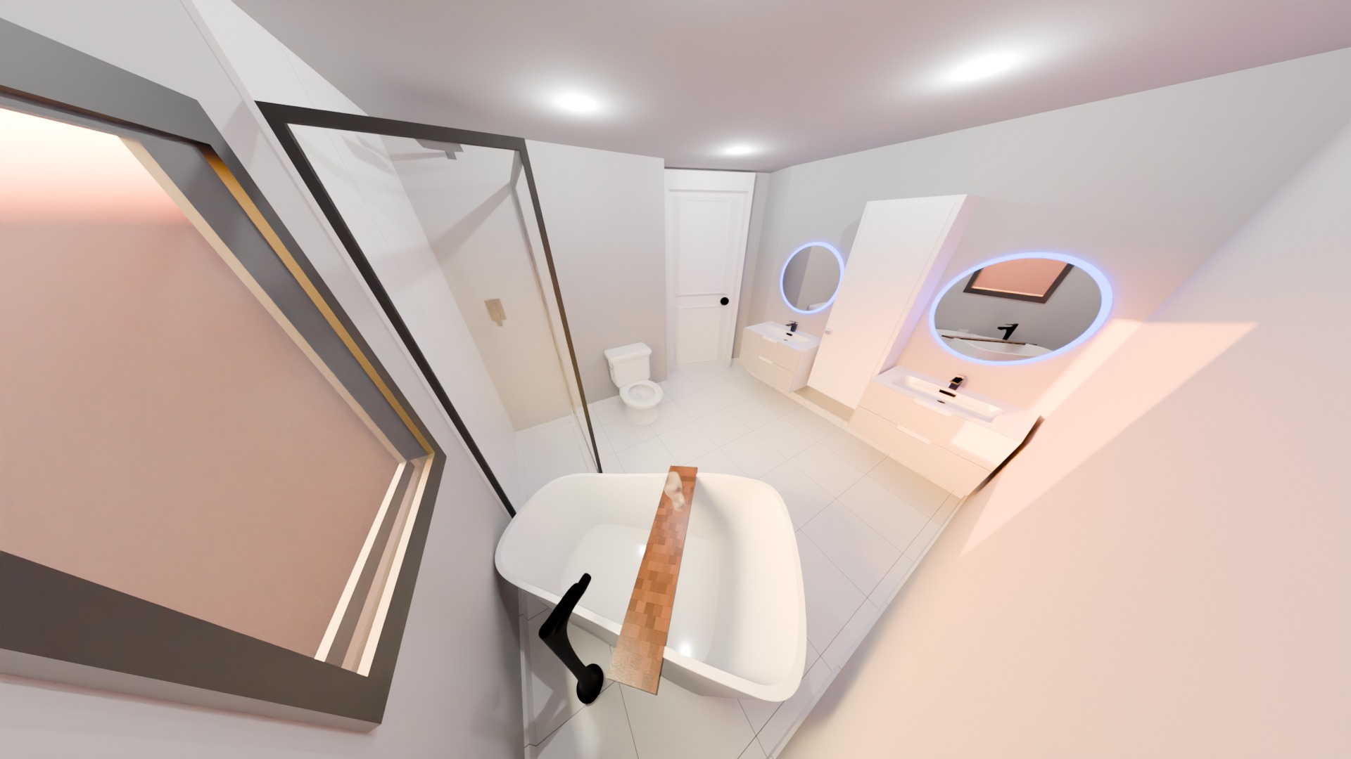 A Classy White Restroom Which Includes A Stylish Shower 3D model_4