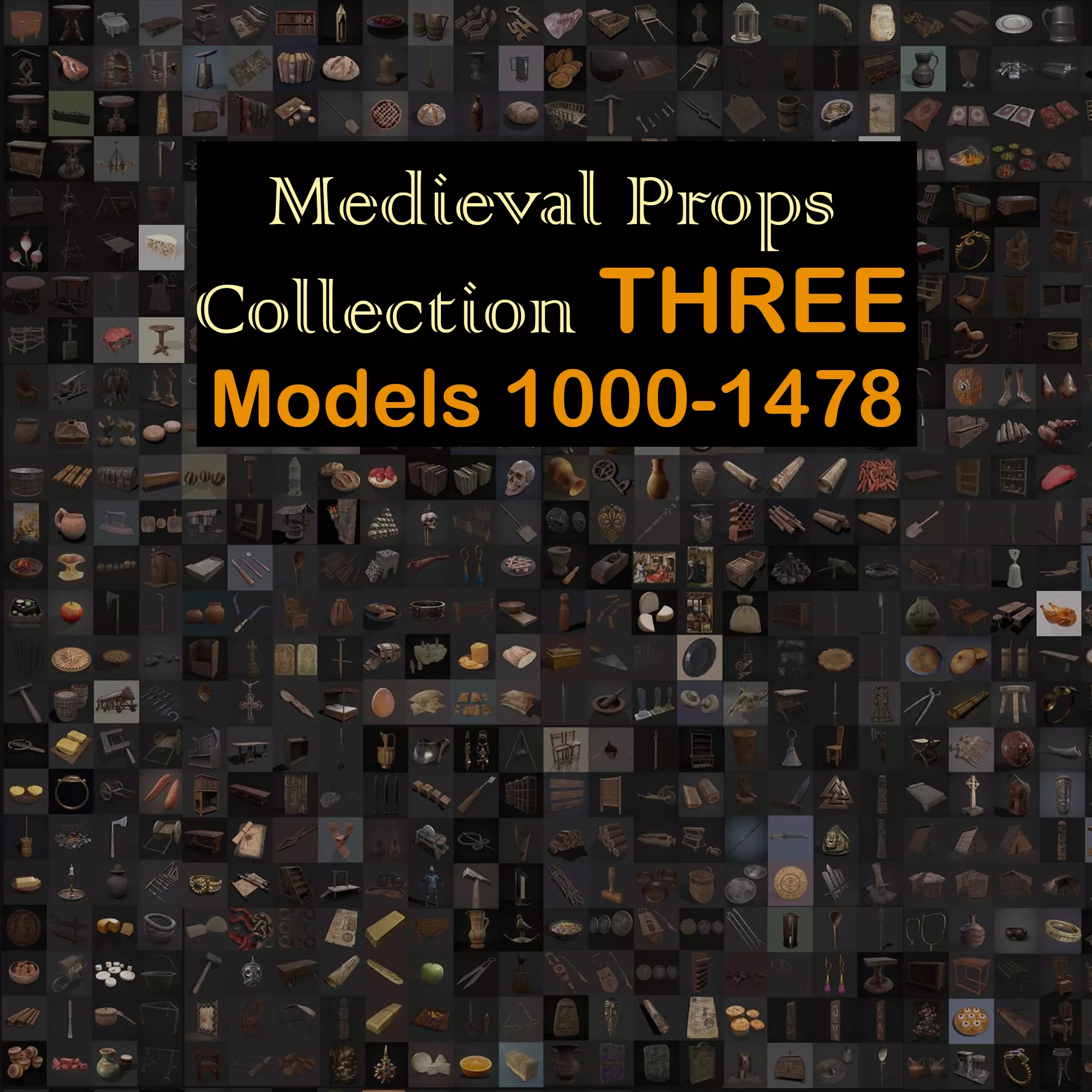 Medieval Props Collection THREE Low-poly 3D model