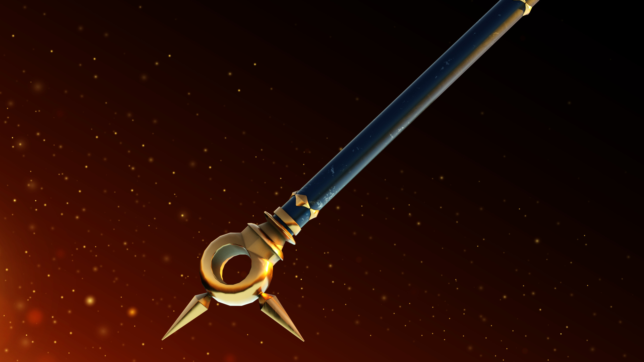 Golden Fantasy Halberd - Substance Files Included Low-poly 3D model_3