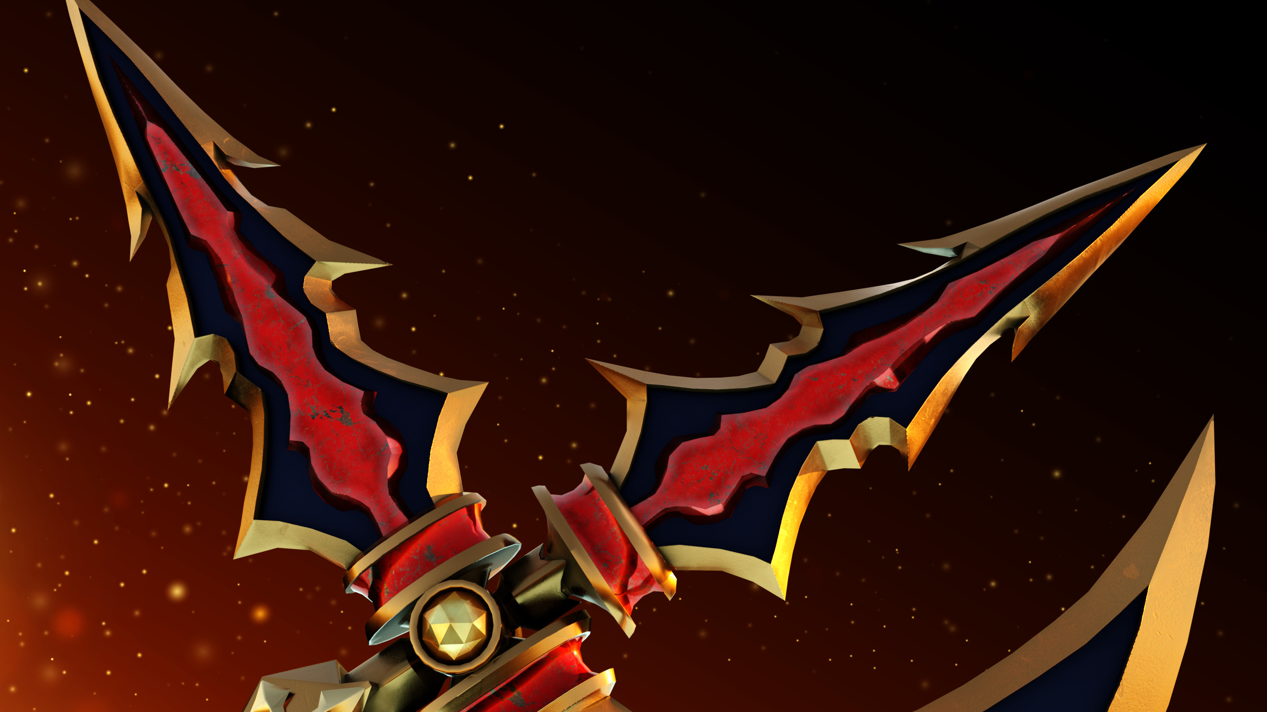 Golden Fantasy Halberd - Substance Files Included Low-poly 3D model_4