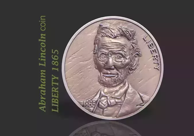 ABRAHAM LINCOLN LIBERTY COIN 1865 3D print model