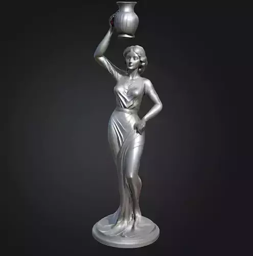Elegant Woman Holding a Vase